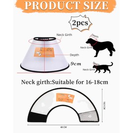 KGDUYC Pack of 2 Cat Collar for Dogs Pets Protective Collar Cone Collars Made of Plastic, Lightweight Elizabethan Collar, Adjustable Cone for Cats Small Dogs