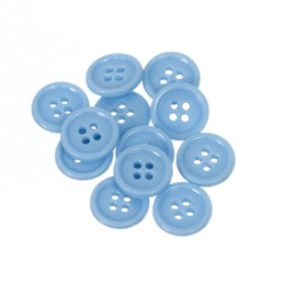 Mibo - Botones redondos de melamina con borde (12 unidades, 24 L, 15 mm, 4 orificios), color azul