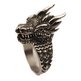 Dragon Ring for Men, Vintage Dragon Head Ring, Retro Domineering Dragon Rings, Amulet Ring, Punk Animal Dragon Jewelry for Men Mens (11)