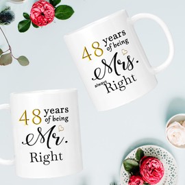 ERYUWOZA 48th Anniversary Coffee Mugs Set of 2, 48 Year Anniversary Wedding Gifts Decorations for Couple Parents Grandparents Men Women Husband Wife Him Her, Gift Box Packaging, 11oz