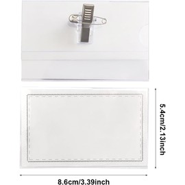 50 Pcs Name Tag with Clip and Pin, Horizontal Name Badge Holders Clear Soft Name Holders Transparent ID Card Plastic Name Tag Holders with Clip and Pin Inserts Fit Card Size 3.54 x 2.2 Inch