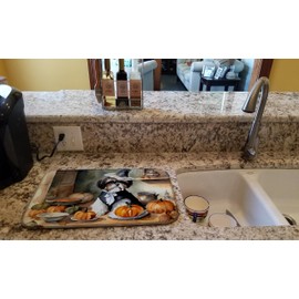 Caroline's Treasures DAC1815DDM Shih Tzu Fall Kitchen Pumpkins Dish Drying Mat Absorbent Dish Drying Mat Pad for Kitchen Counter Dish Drainer Mat for Countertop, 14 x 21", Multicolor