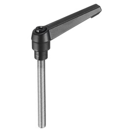 sourcing map Adjustable Clamping Lever Handle M8 x 70mm Metric 304 Stainless Steel Male Threaded Stud Hand Knobs Push Button Ratchet Rotating Screw Handles Bolts with Locking Lever Black