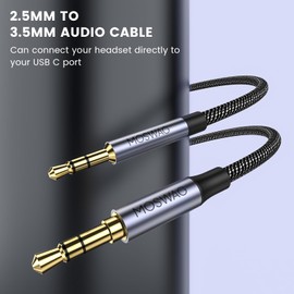 MOSWAG 3.5mm to 2.5mm Male Audio Cable Compatible with Bose 700 QuietComfort QC45 QC35II QC35 QC25 Noise Cancelling Headphones, JBL E45BT E55BT E65BTNC Bluetooth Earphone