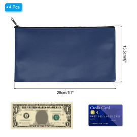 PATIKIL 11"x 6" Bank Deposit Bag, 4Pcs Money Bag Bank Bag Security Money Pouch Receipt Holder for Tickets Coin Makeup Cosmetics Bills, Navy Blue