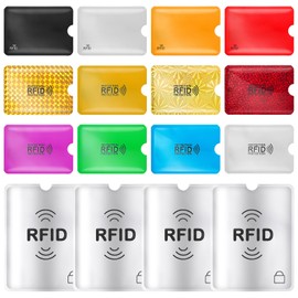 JIEYAO 16 Pcs RFID Blocking Sleeves(12 Colors Credit Card Protector Holders & 4 RFID Passport Holder), RFID Card Holder RFID Credit Card Passport Sleeve Identity Theft Protection Secure Sleeve