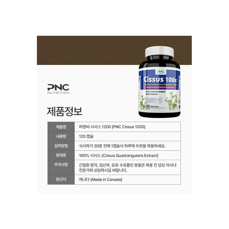 PNC Nutrition Cissus Extract Cissus Caesars 100x Highly Concentrated 1200mg