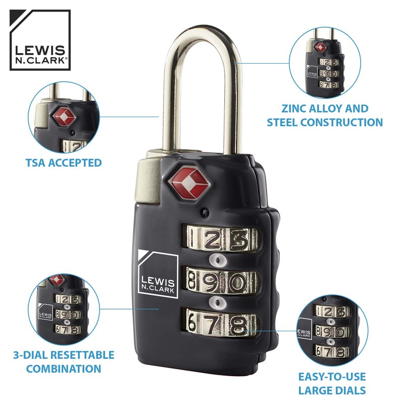Lewis N. Clark Travel Sentry TSA-Approved Luggage Lock, Large 3