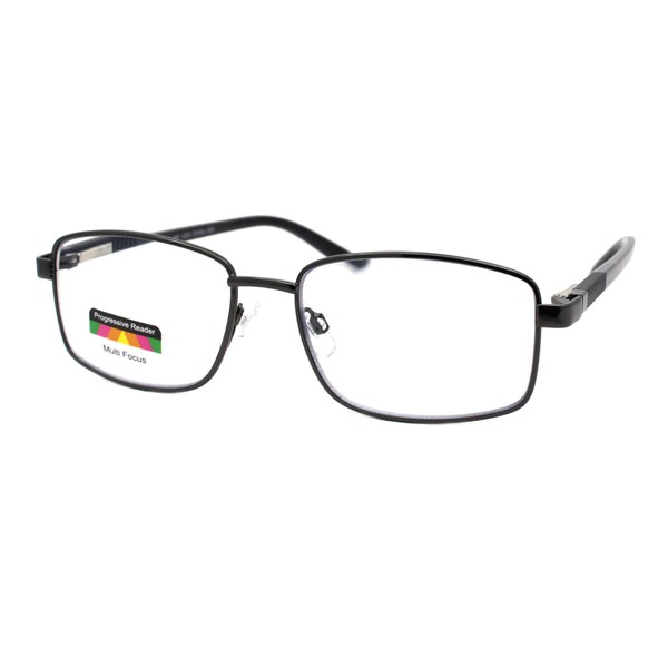 Multi-Focus Progressive Reading Glasses 3 in 1 Rectangular Gunmetal +2