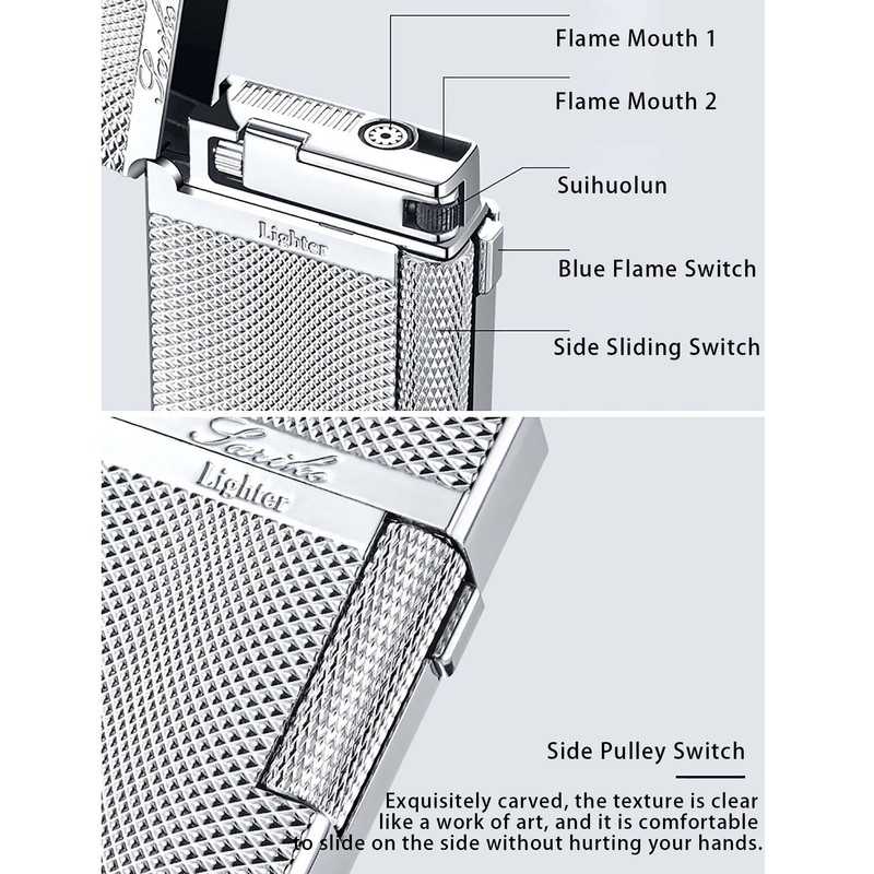 SNYYIAI Dual Flame Mode Classic Lighter, Jet Torch Lighter Soft