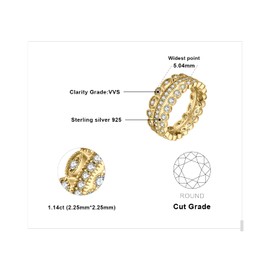 JewelryPalace 14K Yellow Gold Plated 925 Sterling Silver Ring Sets for Women, Cubic Zirconia Promise Rings for Her, 3pcs CZ Simulated Diamond Stackable Rings Wedding Eternity Bands for Women 8