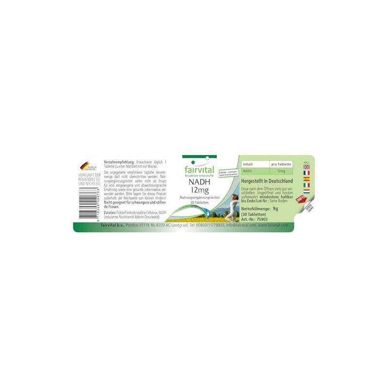 Fairvital | NADH 12mg - 30 Tabletten - HOCHDOSIERT -