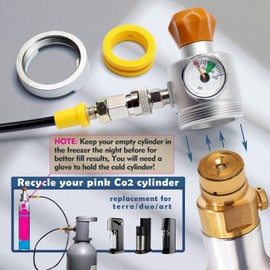 Soda filling co2 adapter refill adapter quick connect Pressure gauge with soda maker accessories with horse connecting soda terra art duo quick connect 60l co2 cylinder(pink) and large co2 cga320 tank