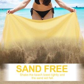 Genovega 6 Packs Oversized Cotton Turkish Beach Towels Set Bulk 74"x38" Extra Large Sand Free Quick Dry Absorbent Swim Bath Pool Towel Travel Blanket Adult Essentials Cruise Accessories Vacation Yellow Stuff