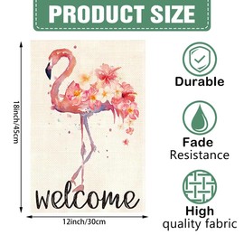 DMERBYL Watercolor Garden Flag Vertical Double Sided, Welcome Summer Pink Flowers Burlap Flag Yard Outdoor Decoration 12.5 x 18 Inch