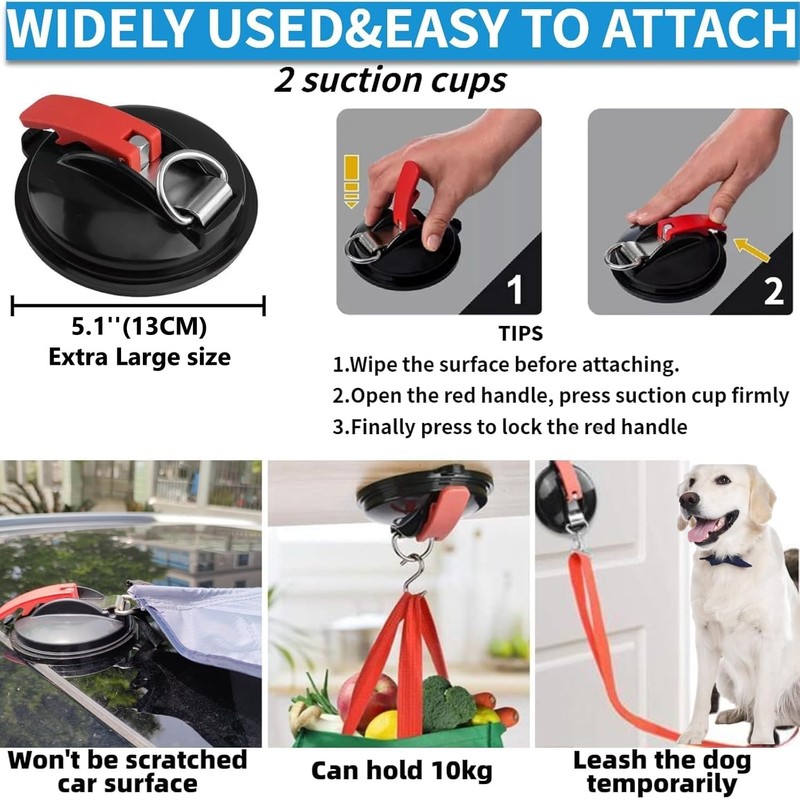 DANCHEL OUTDOOR Portable Suction Cups Car Camper Awning 7.7lbs, Needn't