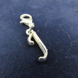 Pemby Studio Initial CURSIVE LETTER J Charm Zipper Pull Keychain Add On Clip Silver Tone Lg