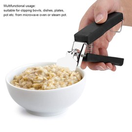 Tomotato Bowl Gripper Clip, Stainless Steel Anti-Hot Gripper Non-Slip Retriever Tongs Hot Dish Plate Gripper for Hot Bowls, Plates or Bowls (Black)