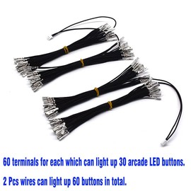 Arcity 2 Pcs Arcade Cable Wire LED Button Power Cable Daisy Chain 0.110 Inch/2.8mm Terminals Jumper Wire Harness Lighted Up 60 LED Arcade Buttons for USB Encoder, MAME, Arcade1Up, Raspberry Pi,PC New