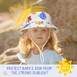 Toddler Bucket Sun Hat Boy Girls Hats Adjustable Wide Brim Kids Beach Summer Caps Ocean 4-6 Years