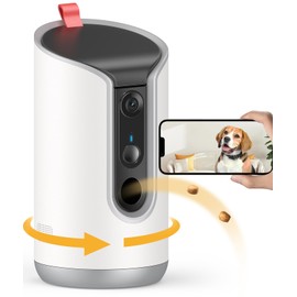 TKENPRO 2K Pet Camera Treat Dispenser, 360°View Dog Camera with Phone App, 5G&2.4G WiFi 2-Way Talk Pet Camera Indoor for Cats Remote Treat Tossing, Motion Alerts, Auto Tracking