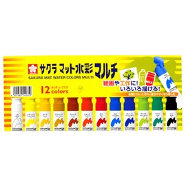 サクラクレパス 絵の具 マット水彩マルチ 12色セット MWM12PE