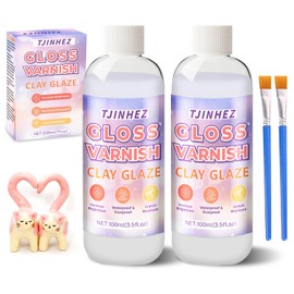 Air Dry Clay Glaze & Varnish Kit - 7oz High Gloss Waterproof Sealant for Polymer Clay, Scratch-Resistant Clear Coat Finish for Pottery, Ceramics, Sculptures, Non-Toxic Clay Gloss & Air Dry Clay Sealer