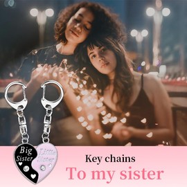 Little Big Sister Birthday Gifts for Sister Big Sister Christmas Bday Gifts for Sisters Sister Gifts from Sister Keychains for 2 Girls Big Little Sister Friendhsip Gifts for Sister Matching Keychains