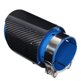 Car Exhaust Tip, Qiilu Car Exhaust Tip, 3.15 Inch Inlet 3.98 Inch Outlet Car Exhaust Trim Simple Outlet Straight Side Fibre Blue Stainless Steel