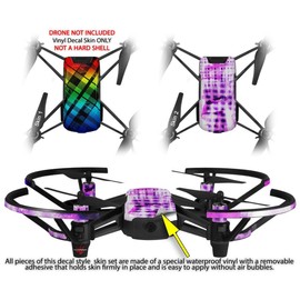 Skin Decal Wrap 2 Pack for DJI Ryze Tello Drone Rainbow Plaid Drone NOT Included