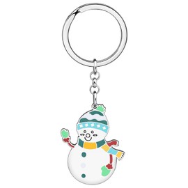 WEVENI Llavero de copo de nieve de Navidad de acero inoxidable, accesorios de Navidad para mujeres y niñas, Muñeco de nieve de Navidad Azul, 44mm x 53mm