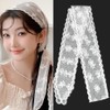 Vintage Spitzen Kopftuch Damen Sommer Schleifenstickerei Bandana Kopftuch Haarband Süßes