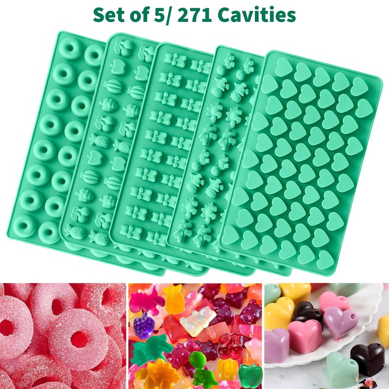Silicone Gummy Molds Set of 5, Candy Molds Silicone with