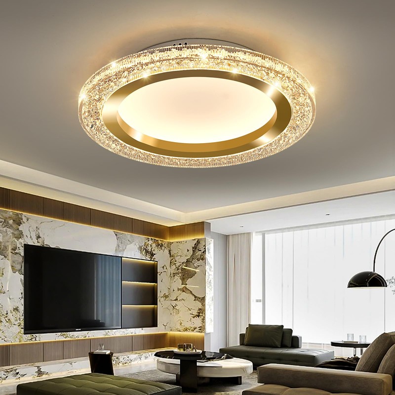 UOFUS 28W Gold LED Flush Mount Ceiling Light 12inch Modern