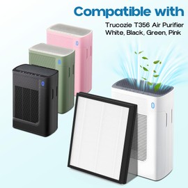 GoKBNY 4-Pack T356 True HEPA Replacement Filter Compatible with Trucozie T356 Purifier, High Efficiency Filtration Systems