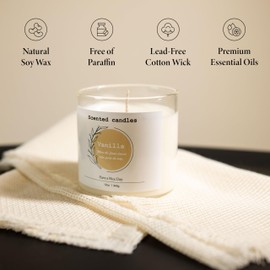 Dloxwox Vanilla Ice Cream Scented Candle – 100% Natural Soy Wax, Cotton Wick, Odor Eliminating, Sweet & Cool Aroma, 12oz, 60 Hour Burn, White – Ideal for Home Decor, Spa, Bath, Parties & Gifts