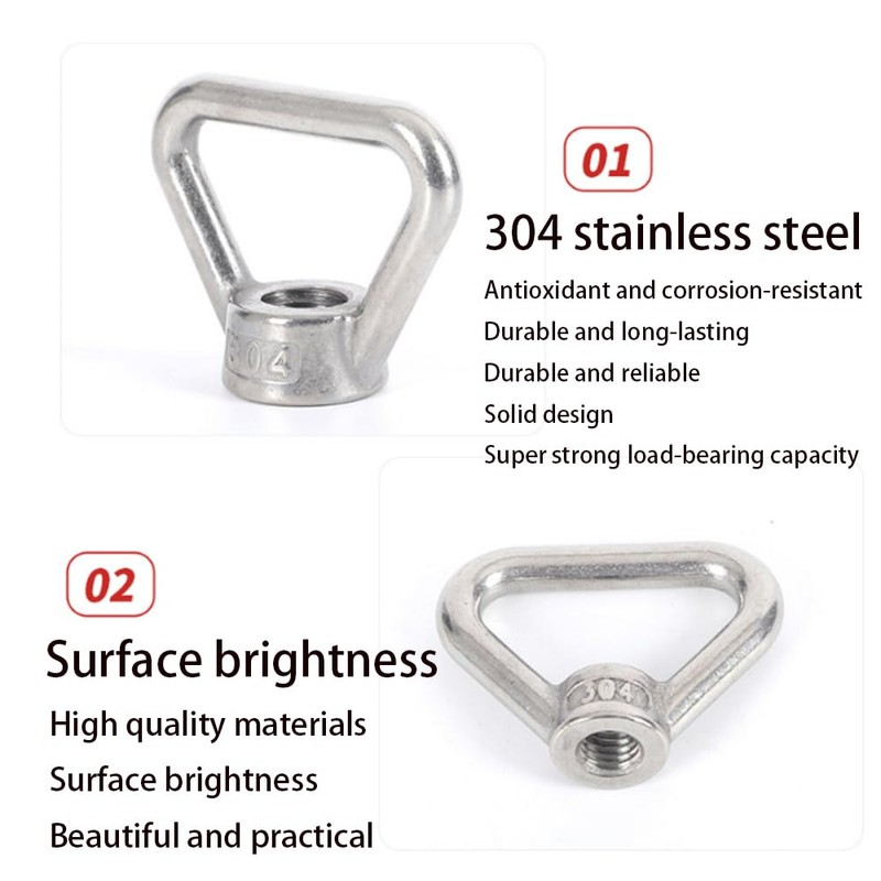 6Pcs 304 Stainless Steel Eye Nut M10 Ring Triangle Shape