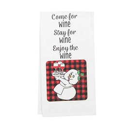 Department 56 Snowpinions Come for Wine Dish Cloth Bar Towel, 26.5 Inch, Multicolor