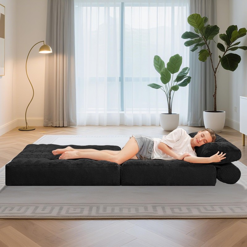 HABUTWAY Folding Sofa Bed, Convertible Sleeper Chair Bed w/Dual-Pillow &
