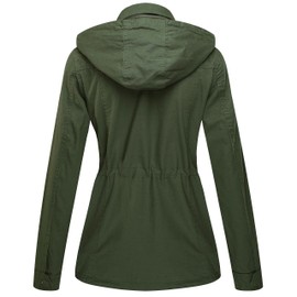 WenVen Women's Casual Lined Hooded Jacket Cotton Military Anorak (Army Green, XL)