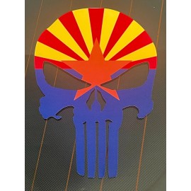 Avery Dennison Punisher Skull Arizona Flag Distressed Punisher Skull Sticker Decal Vinyl