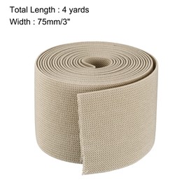 sourcing map Twill Wide Elastic Band Double-Side 75mm(3 inch) Flat 4 Yard Woven Elastic Band Knit Elastic Spool Heavy Stretch Strap Beige for Sewing, Waistband
