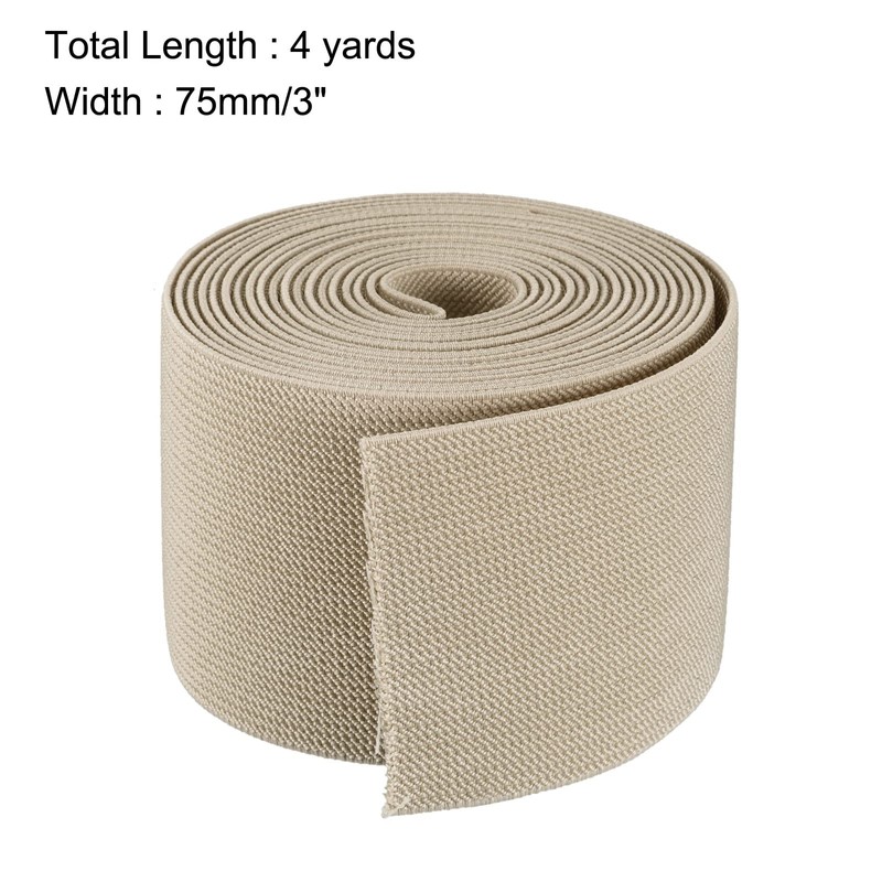 sourcing map Twill Wide Elastic Band Double-Side 75mm(3 inch) Flat