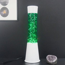 16IN Blue Glitter Lamp with White Base, Big Glitter Flow in Liquid Relaxing Motion Light, Home Decor Calming and Entertaining Lamp, Amazing Gifts for Adults & Kids (Glitter in Green Water)