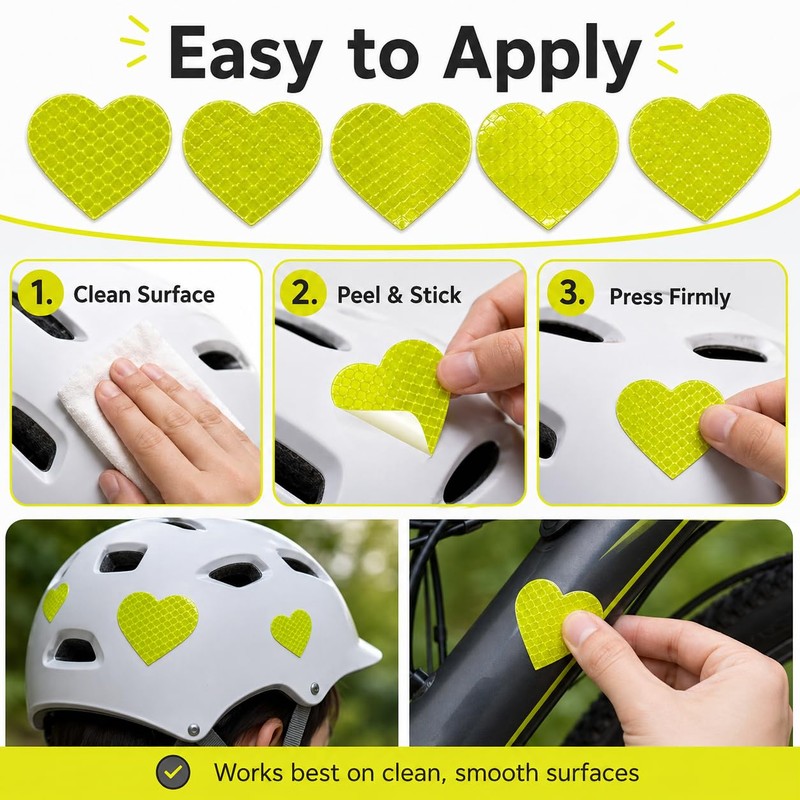 10 Pack Heart Reflective Stickers