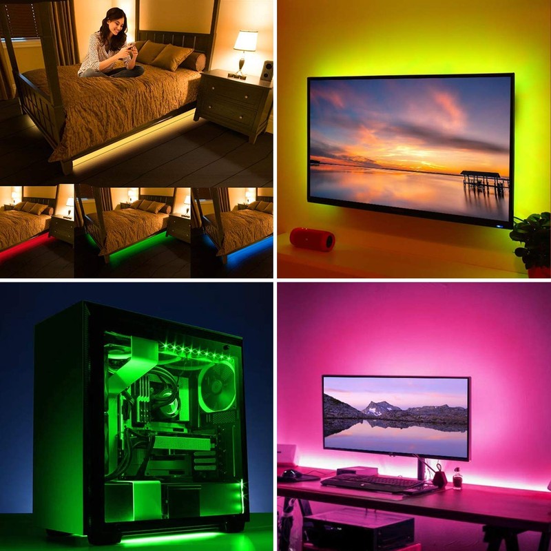 Valletock USB LED Strip Light, 16 Colours, 4 Modes, Dimmable