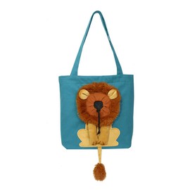 Cat Carrier Bag,Cartoon Lion Pet Canvas Carrier Bag Portable Small Dog Cat Out Bag Foldable Shoulder Bag Multicolor One Size (Blue)