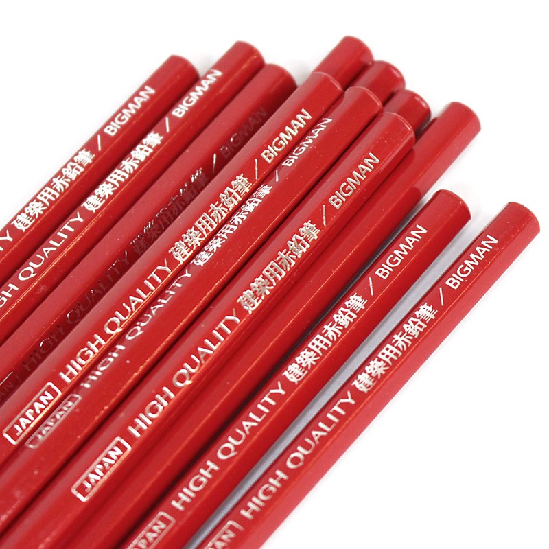Bigman BAP-R12 Architectural Pencils, Pack of 12, Red