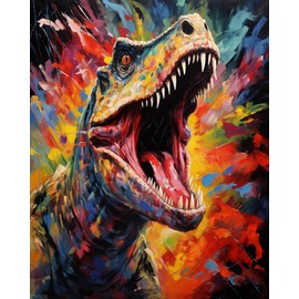 XTXGERL Paint by Number for Stress Relief, Animal Dinosaur, Easy Paint by Number Kit for Adults, 40x50cm, Without Frame