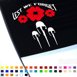 Lest We Forget Sticker, Poppy Car Sticker, Vinyl Decal Sticker, Car Window Bumper Sticker, Remembrance Day Decal, Memorial Sticker, Car Van Caravan Sticker, 170mm